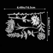 婚禮花卉相框切割模具，適用於製作卡片、相簿裝飾、花卉切割模具，適用於新娘派對、手工DIY、紙藝裝飾 - 銀白色 - 查看 8