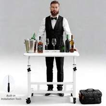 Mobile Height-Adjustable Office Desks, Multi-Functional Bedside Tables, Simple Student Desks, Small Study Desks For Bedrooms And Dormitories, Portable Mobile Tables With Wheels, Laptop Desks, Study Desks, Desktop Workstations, Home Office Furniture. - Single layer - white - 查看 3