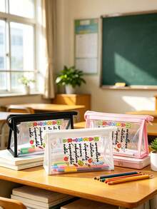 Maestra 主題夏季透明鉛筆盒，西班牙教師節禮物化妝包，Maestra 字母圖案化妝包，防水拉鍊鉛筆袋，給她的禮物，返校必備透明鉛筆盒，可愛鉛筆盒，學校用品，鉛筆袋，背包，文具教師節禮物袋，給老師的禮物，老師便攜式旅行盥洗包，返校季和教師節可愛老師禮物 - 彩色 - 查看 7