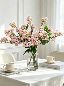 1 pieza Flor artificial de lila/osmanthus, flor artificial de textura realista, adecuada para jarrón, hogar, habitación de hotel, decoración de boda, decoración de mesa, regalo de cumpleaños, ceremonia de graduación, decoración de otoño y otras ocasiones - Rosa Pálido - Ver 4