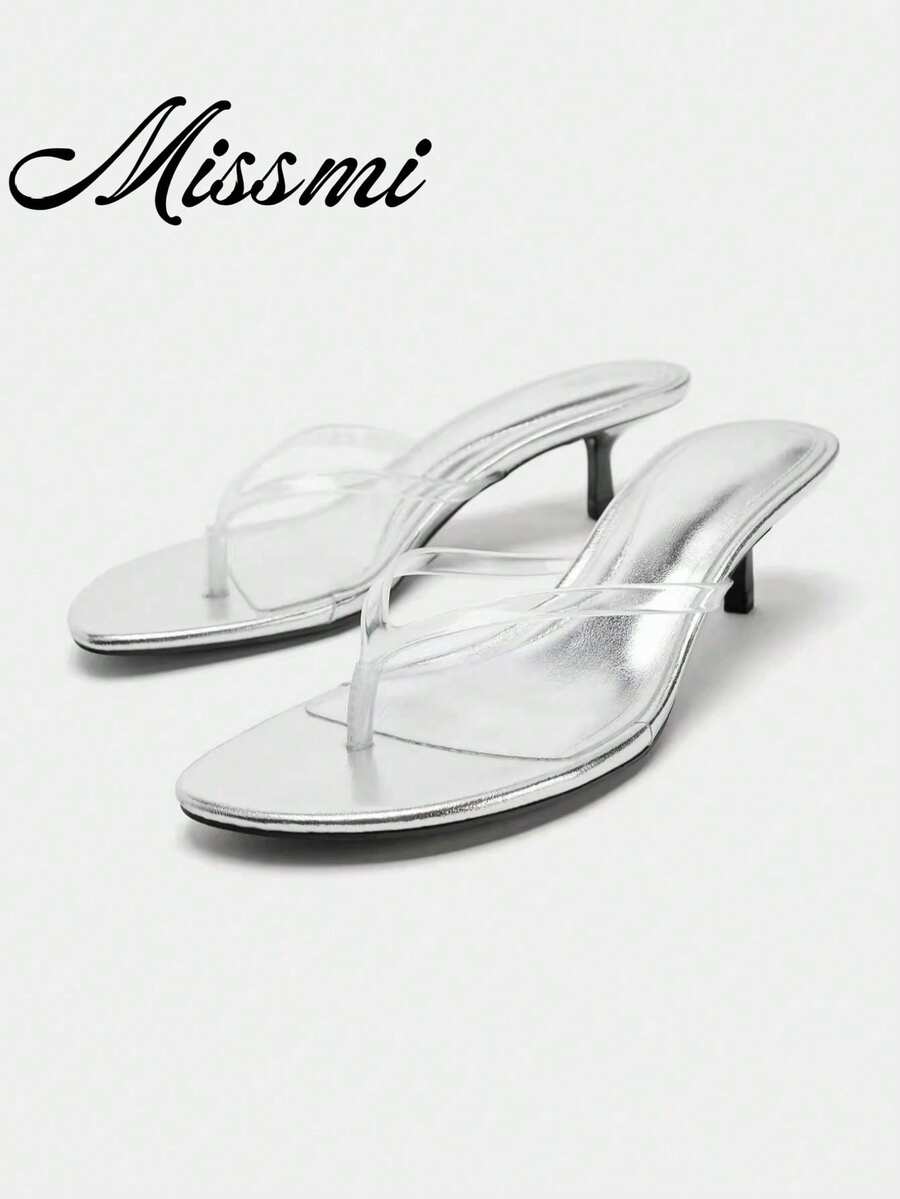 French Style High Heel Sandals For Women, New Summer Leather Peep Toe Thin Heel Sandals, Ankle Strap Kitten Heel Flip Flops
