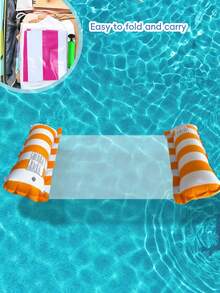 Mesh Inflatable Pool Hammock - Striped Adult Lounge Chair, Suitable For Vacation, Party And Relaxation, Available In Pink, Yellow, White, Green, Blue And Other Colors, Outdoor Hammock, Beach And Pool Essential, Perfect For Photography - A - View 11