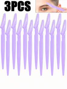 Juego de 30 piezas de rasuradoras de cejas moradas, recortadora y rasuradora de cejas, herramienta exfoliante para la piel, recortadora para depilación corporal y juego de rasuradora facial y de cejas, cuchillas de mango largo con cubierta protectora de precisión, herramientas de cuidado de cejas para mujeres, adecuado para uso diario o de viaje - Púrpura - Ver 8