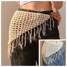 2/1pc Waist Accessories Belt Hand Woven Tassel Triangular Scarf Strap Fashionable And Versatile Fart Curtain Headscarf For Women - Multicolor - View 12