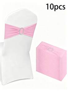 10Pcs Banquet Chair Sashes With Silver Rhinestone Buckle, Stretch Chair Bands For Wedding, Banquet, Party, Baby Shower, Birthday Decoration, Soft & Reusable Chair Cover Sashes - Multicolor - View 9