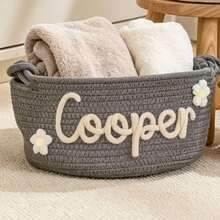 Personalized Braided Rope Pet Toy Storage Basket, Custom Pet Name Gift Basket, Travel Storage Bag, Tote Bag For Pet Lovers, Home Decor Pet Supplies - Multicolor - View 69