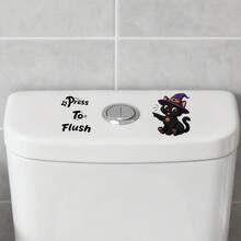 1/4pcs Halloween Cartoon Ghost Push-Down Flush Indicator Toilet Sticker, Removable Self-Adhesive Waterproof PVC Sticker, Suitable For Bathrooms, Toilets, Tank Covers, Or Home Decor - Toilet Stickers - View 5