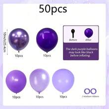 52/27pcs Purple Balloon Set, 10-Inch Metallic , Pearl, Lavender And Light Purple Balloons, Suitable For Birthday, Wedding, Bachelorette, Bridal, Baby Shower And Celebration Decorations - Set - View 2