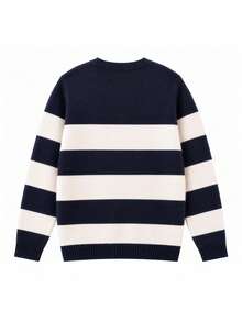Cardigan Rajut Anak Perempuan dengan Kancing, Jaket Sweater Hangat Kasual - Navy Blue - View 2