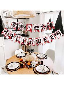 15pcs/Set Halloween Bloodstain Bunting, Scary Halloween Ceiling And Fireplace Decoration Banner, Spooky Halloween Party Decoration Bunting, Holiday Decoration Home Decor Garland - Multiple Styles - View 5