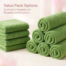 Microfiber Washcloths 5 Packs 29.5" X 13.8" Soft Feel Fingertip Towels Quick Drying Coral Velvet Wash Cloths Ultra Soft, Quick-Drying & Multipurpose Face & Hand Towels For Bathroom, Spa, And Gym Towel. - Grass Green - View 4
