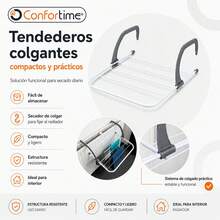 Inde CONFORTIME | حبل غسيل للسور 3م، 51x35x15سم، حبل غسيل قابل للطي للتعليق على الشرفة أو التراس، مجفف ملابس خارجي مدمج، موفر للمساحة، مثالي للمناشف والجوارب - 3M معدني 51*35*15 سم - مشاهدة 8