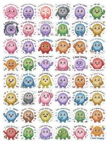 50Pcs Social-Emotional Learning Sticker Pack, Cute Fluffy Monster Prints For Planner, Notebook & Therapy Crafts - Multicolor - View 6