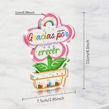 1 buc. cadou de apreciere pentru profesor, decor de birou din acrilic cu flori în ghiveci și text în spaniolă, model cu creioane curcubeu, cadou de mulțumire și de zi de naștere pentru profesor, cadou pentru profesoare, cadou de Ziua Tatălui, pentru decorul camerei, decorul biroului, decorul sălii de clasă și decorul casei - floare - Vizualizare 4