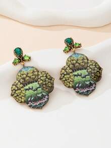 1 Pair Exotic Enamel Peacock Earrings, Vintage Blue & Green Teardrop Gemstone Earrings, Versatile Lightweight Luxury Jewelry For Daily Commute And Dates, Gift For Girlfriend - Multicolor - View 10