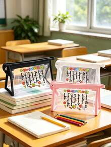 Maestra 主題夏季透明鉛筆盒，西班牙教師節禮物化妝包，Maestra 字母圖案化妝包，防水拉鍊鉛筆袋，給她的禮物，返校必備透明鉛筆盒，可愛鉛筆盒，學校用品，鉛筆袋，背包，文具教師節禮物袋，給老師的禮物，老師便攜式旅行盥洗包，返校季和教師節可愛老師禮物 - 彩色 - 查看 1