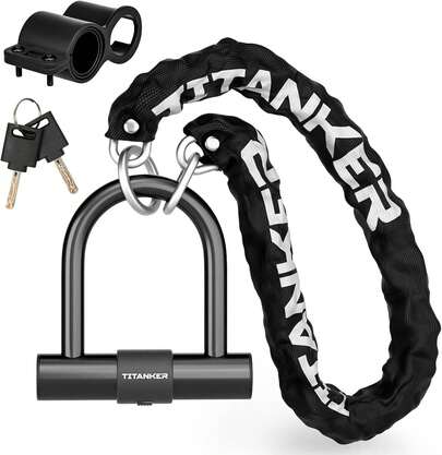 candado de cadena para motocicleta titanker candado de cadena para bicicleta de alta resistencia con 2 llaves candados para bicicletas con candado en u de 14 mm de grosor para bicicletas motocicletas