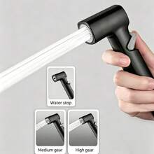 Portable High-Pressure Shower Head, One-Handed Operation Handheld Sprayer, Durable Black Coating, Suitable For Personal Hygiene And Cleaning, Without Hose And Bracket - Spray Gun - View 1