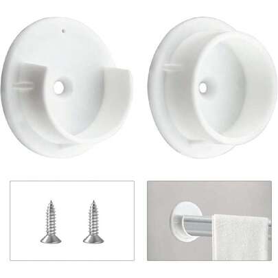 Plastic Closet Pole Socket,1-3/8'' Closet Rod Holders,White U-Shaped Open Type Socket Bracket,Shower Curtain Rod Pole End Supports Sockets Flange,1 Set,45680944