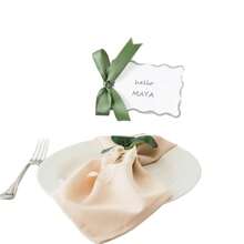 48pcs(Includes 24 Scalloped Bow Seat Cards And 24 Ribbons), Elegant Party Table Decor, Birthday Engagement Dinner Table Decoration, DIY Wedding Seat Cards And Ribbons For Table Setting, New Year, Valentine's Day, Party Events - 24 Sets Of Blank Cards + 24 Ribbons - View 2