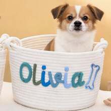 Personalized Braided Rope Pet Toy Storage Basket, Custom Pet Name Gift Basket, Travel Storage Bag, Tote Bag For Pet Lovers, Home Decor Pet Supplies - Multicolor - View 61