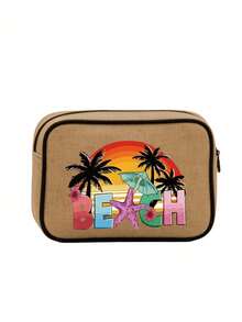 海灘主題女款海灘托特包套組，印有「Beach」藝術字體與椰子樹圖案。時尚可折疊海灘包，適合游泳與海灘旅行。亦可作為女款單肩包、超市購物袋或多功能收納袋。芭蕾風通勤托特包，適合送給女性、母親、老師、朋友、伴娘、學生，以及返校季的絕佳禮物 - 彩色 - 查看 16
