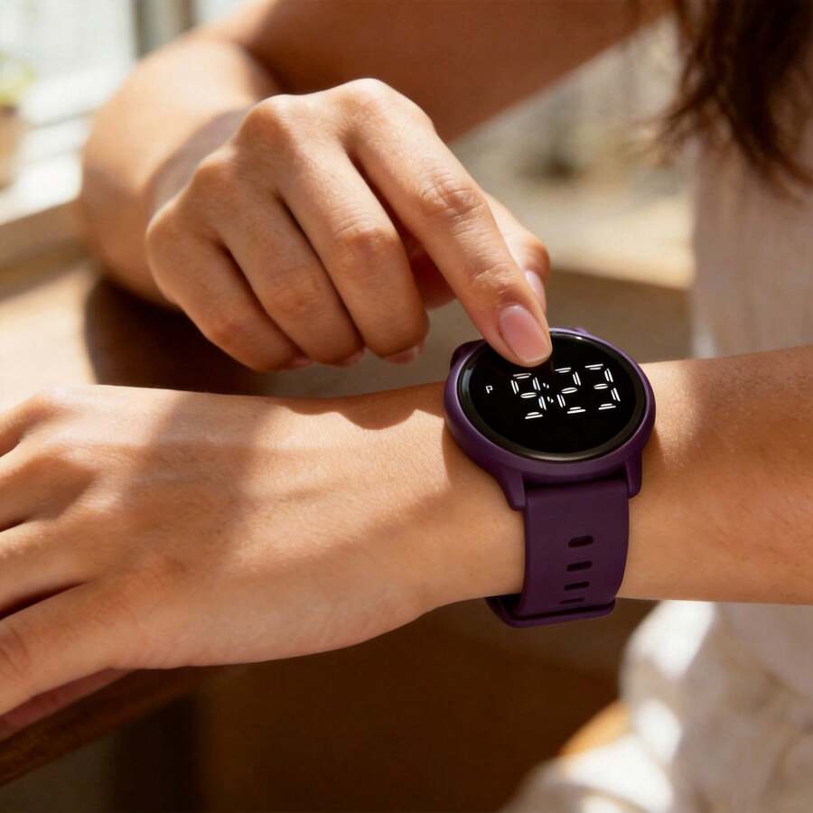 ZOEA 1 pieza Reloj digital minimalista para mujer,correa de silicona ultra suave, pantalla LED clara,ligero y cómodo, ideal para uso diario,regalo perfecto - Morado - Ver 1