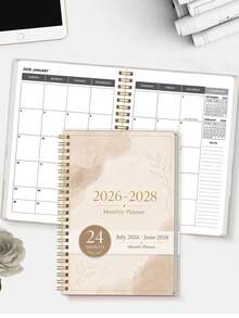 1本 2026年7月-2028年6月 A5 (5.7" X 8") 週計畫與月計畫本，時間可視化，每日行程記錄，月度學年筆記本，提升工作效率，返校與辦公用品，教師禮物，男士、學生筆記本 - 彩色 - 查看 7
