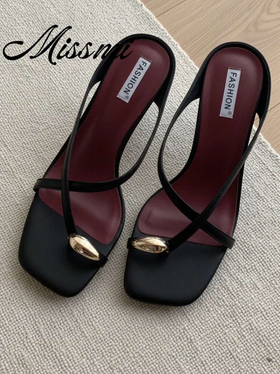 5cm New Colorblock Minimalist Wedge Heel Open Toe Sandals For Women, Summer