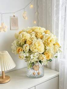 1/3pcs Artificial Carnation Bouquet Suitable For Wedding/Restaurant/Bedroom/Kitchen/Hotel/Office Decoration DIY Flower Wreath Gift Festival/Birthday Decoration Indoor/Outdoor Decoration Valentine's Day Gift - Yellow - View 2