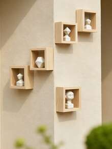 1pc/5pcs Wooden Wall-Mounted Plant Shelf Floating Display Rack Square Wall Storage Organizer Decorative Shelf Succulent Planter Wall Storage Rack Suitable For Living Room Bedroom Bathroom Kitchen Office Farmhouse Indoor Outdoor Plant Storage Wall Decor - Multicolor - View 9