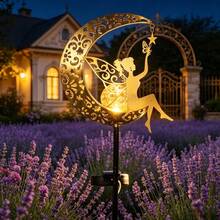 1/2 piezas Luces solares de jardín con estaca de hada de luna, luces decorativas LED de bola de vidrio agrietado para exteriores, luces solares impermeables para paisaje, adecuadas para patio, césped, terraza, camino y macizo de flores, decoración de jardín de hadas, regalo de decoración festiva - Lámpara de jardín de hadas - Ver 11