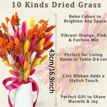 Artificial Pampas Grass Flower Bouquet Rainbow Colors Boho Floral Decor For Home Wedding Vases Perfect For Fall Spring Summer Winter Arrangements Boho Style Decoration - S2 - View 2