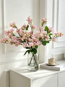 1 pieza Flor artificial de lila/osmanthus, flor artificial de textura realista, adecuada para jarrón, hogar, habitación de hotel, decoración de boda, decoración de mesa, regalo de cumpleaños, ceremonia de graduación, decoración de otoño y otras ocasiones - Rosa Pálido - Ver 6