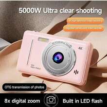 Cámara digital CCD 4K, cámara digital de alta definición, esencial para viajes, cámara compacta portátil de apuntar y disparar, confiable, adecuada para viajeros y entusiastas de la fotografía, incluye tarjeta de almacenamiento de 64GB - Ver 10