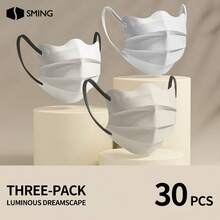 30pcs Fashionable Individually Wrapped Disposable Face Masks, Wavy Design, Suitable For Daily Life And Outdoor Activities, Unisex, Multiple Colors Available, Great Holiday Gift - Multicolor - View 21