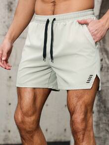 Pantalones cortos deportivos para exteriores para hombres, plegables, elásticos, de secado rápido y con múltiples bolsillos - Gris Claro - Ver 6