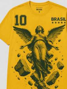 Brazil Custom T-Shirt 100% Cotton Viral Prints - New Release Perfect For Watching The Games - Streetwear T-Shirt - 黃色天使 - 查看 2
