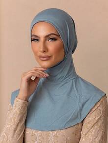 1pc Summer Bath & Swim Headwrap, Quick-Wear Design, Women's, Extended Neckline - Striped Blue - View 5