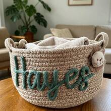 Personalized Braided Rope Pet Toy Storage Basket, Custom Pet Name Gift Basket, Travel Storage Bag, Tote Bag For Pet Lovers, Home Decor Pet Supplies - Multicolor - View 54