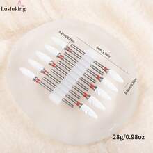 LUSLUKING 10PCS Ceramic Nail Drill Bits Set, 3/32 Inch Professional Manicure Pedicure Tools, Multi Shapes Fine Medium Coarse Grit For Acrylic Gel Nails Cuticle - Multicolor - View 10