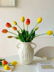 5pcs High-End Artificial Tulips, Valentine's Day Gift, Bridal Bouquet, Modern Minimalist European Style Decor, Plastic Artificial Flower Bouquet, Artificial Plant Decoration, Home Decor, Suitable For Indoor And Outdoor Use - Multicolor - View 1