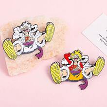1pc One Piece Gear 5 Nika Luffy Enamel Pin Anime Monkey D Luffy Metal Lapel Brooch Backpack Hat Clothing Decor Collectible Fans Gift - Multicolor - View 2