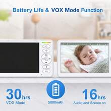 6.0 Inch Baby Monitor With 4x Zoom Camera, Wireless Video Monitoring Smart Baby Camera, Two-Way Audio, Night Vision Function - White - View 7
