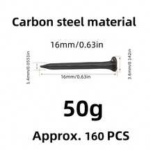 Heavy Duty Black Carbon Steel Shoe Nails - Square, Flat Head, Iron Structure, Easy To Repair And Replace Synthetic, Boots And High Heels, Perfect For Casual Shoes, High Quality Shoe Repair | Flat Head Nails | Durable Structure, Shoe Stretching - Black - View 11