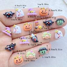 20/40pcs Halloween Resin Stickers - Cute Cartoon Ghosts, Pumpkins, Witches, Expressive Bats And Skull Stickers - DIY Crafts, Planner Decoration, Wedding Supplies - Durable Creative Design, Suitable For Planner Making And Art Projects - Random Assortment - Transparent - View 5