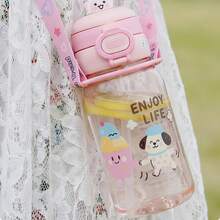 New Children's Plastic Cup Cartoon Large Capacity With Strap Dual-Drinking Outdoor Portable Student Water Bottle - Multicolor - View 10