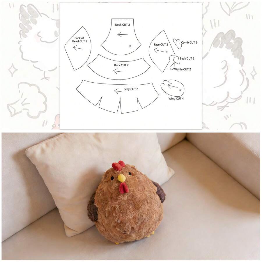 1件 DIY 手作小雞與小鼠毛絨娃娃圖案,手作毛絨娃娃模板,適合初學者的簡單縫製圖案,簡易 DIY 模板(僅含縫製圖案,不含毛絨娃娃或縫製材料包) - 小雞CR704 - 查看 1