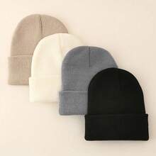 4 Pcs/Pack Solid Color Ski Hat Simple Knit Hat Unisex Suitable For Daily Casual Wear - Multicolor - View 11