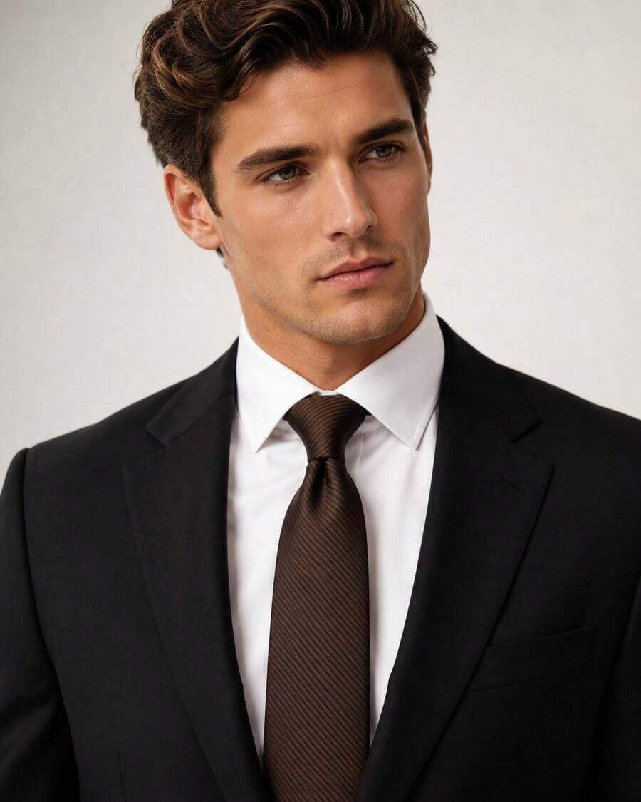 Men's Formal Ties, Versatile For Suits, Suitable For Weddings, Banquets, And Job Interviews. - 咖啡棕 - 查看 1